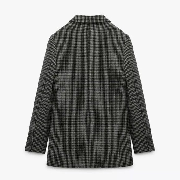 Zara Wool Blend Houndstooth Blazer XL - Picture 4 of 16